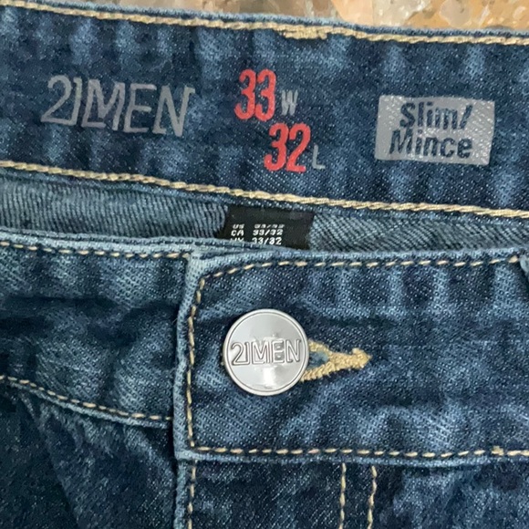 21 MEN Slim Mens Blue Jeans 33x32 - Picture 3 of 5